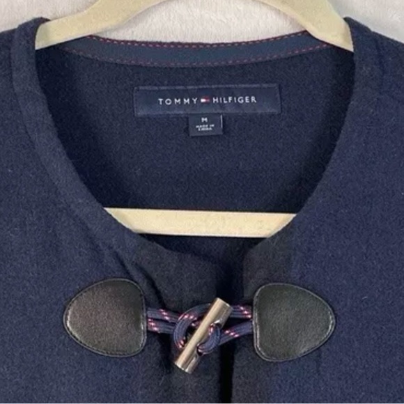 Burgundy Navy Gray Color Block Tommy Coat Cold Weather Fringe Trim NEW NWOT - Picture 13 of 16